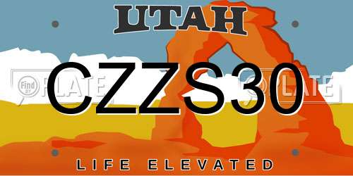 CZZS30 Utah License Plate