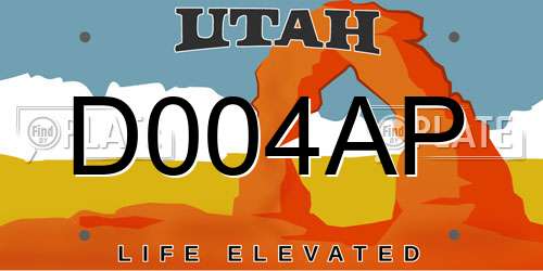 D004AP Utah License Plate