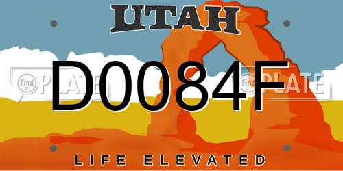 D0084F Utah License Plate
