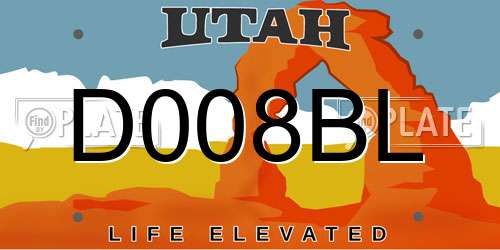 D008BL Utah License Plate
