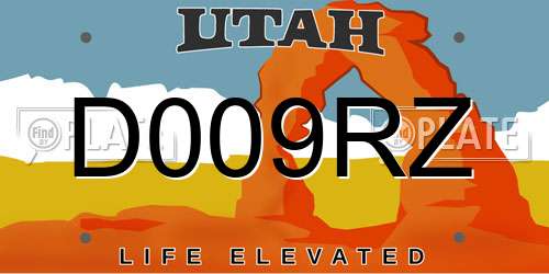 D009RZ Utah License Plate