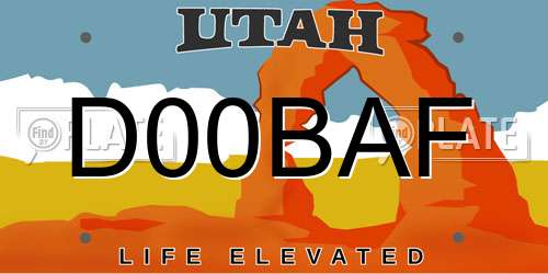 D00BAF Utah License Plate