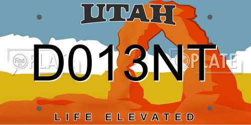 D013NT Utah License Plate