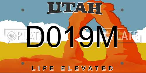 D019M Utah License Plate