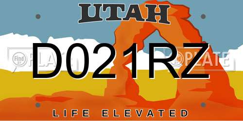 D021RZ Utah License Plate