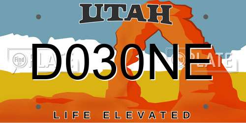 D030NE Utah License Plate