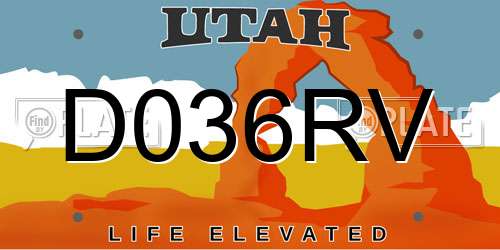 D036RV Utah License Plate