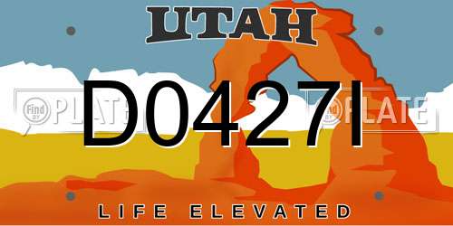 D0427I Utah License Plate