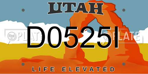 D0525I Utah License Plate