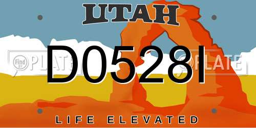 D0528I Utah License Plate