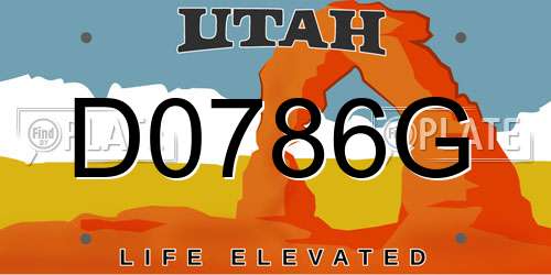 D0786G Utah License Plate