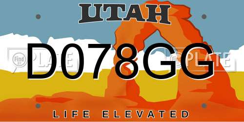 D078GG Utah License Plate