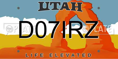 D07IRZ Utah License Plate
