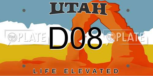 D08 Utah License Plate