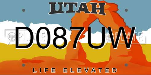 D087UW Utah License Plate