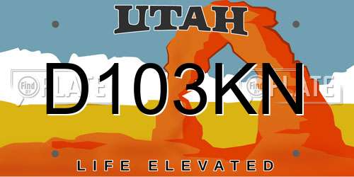D103KN Utah License Plate