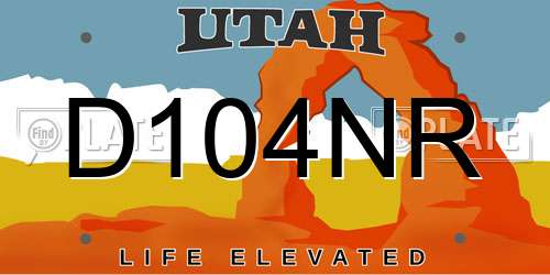D104NR Utah License Plate