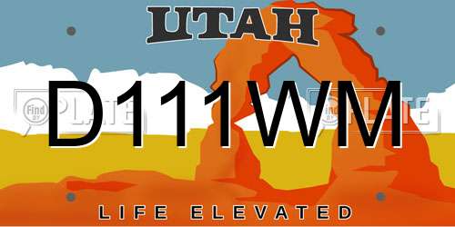 D111WM Utah License Plate