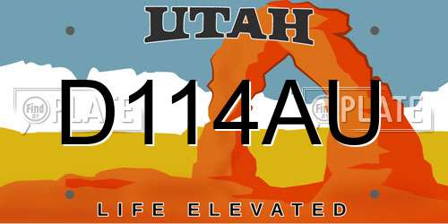 D114AU Utah License Plate