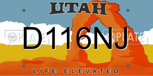 D116NJ Utah License Plate