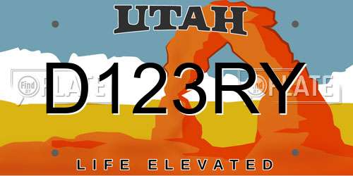 D123RY Utah License Plate