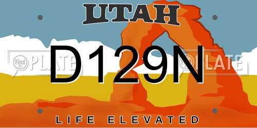 D129N Utah License Plate