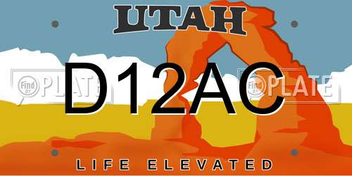 D12AC Utah License Plate