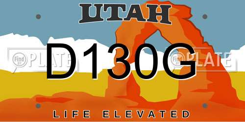 D130G Utah License Plate