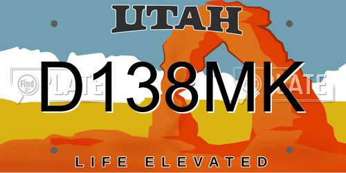 D138MK Utah License Plate