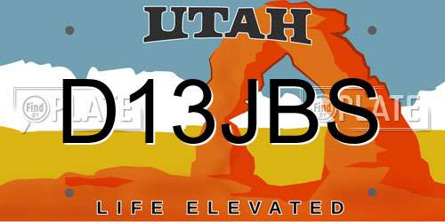 D13JBS Utah License Plate
