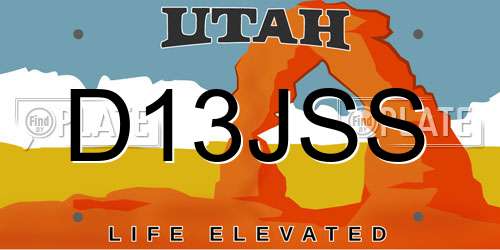 D13JSS Utah License Plate