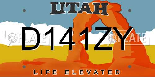 D141ZY Utah License Plate