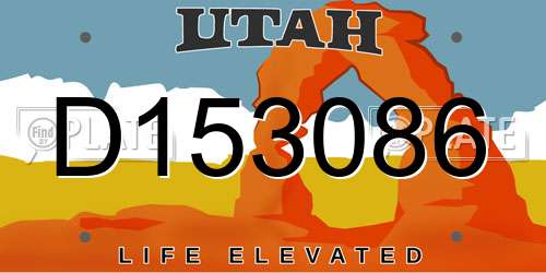 D153086 Utah License Plate