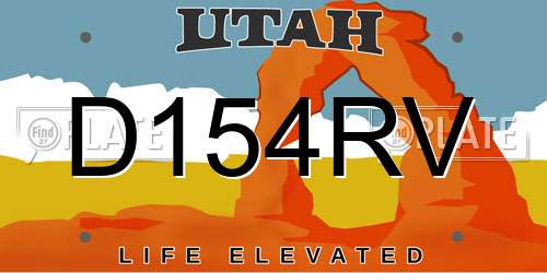 D154RV Utah License Plate