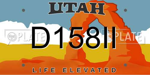 D158II Utah License Plate