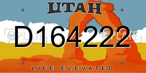 D164222 Utah License Plate