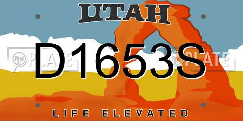 D1653S Utah License Plate