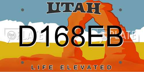 D168EB Utah License Plate