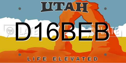 D16BEB Utah License Plate