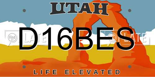 D16BES Utah License Plate
