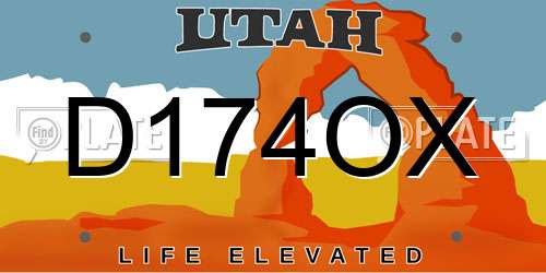 D174OX Utah License Plate
