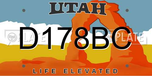 D178BC Utah License Plate