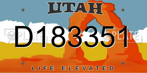 D183351 Utah License Plate