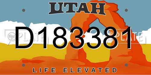 D183381 Utah License Plate