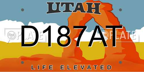 D187AT Utah License Plate