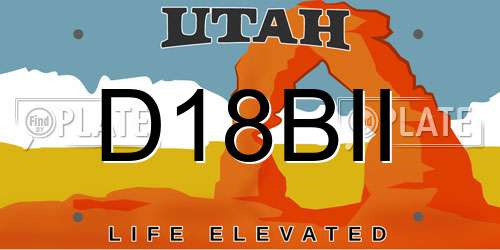 D18BII Utah License Plate