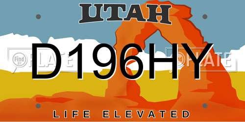 D196HY Utah License Plate