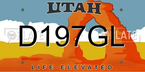 D197GL Utah License Plate