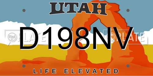 D198NV Utah License Plate