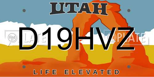 D19HVZ Utah License Plate